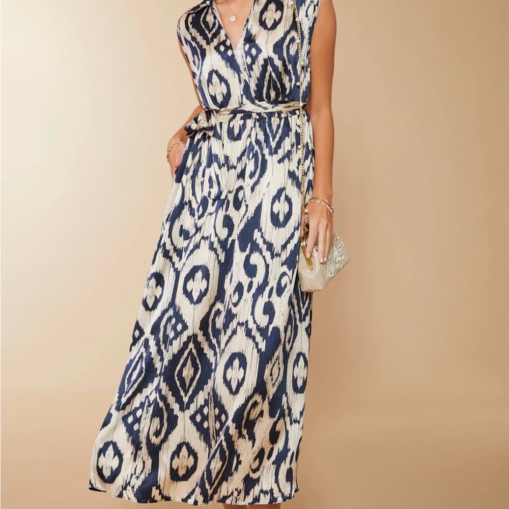 Spartina 449 Sleeveless V-Neck Sundress Hallie Bascom Ikat NWT Size L